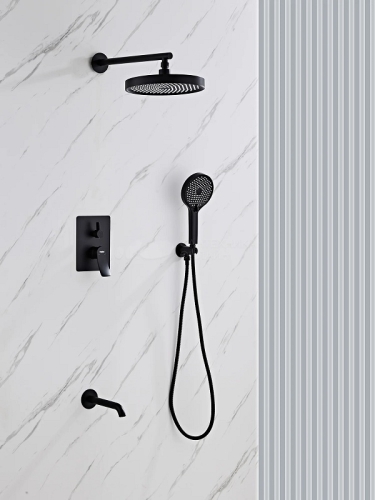 Душевая система скрытого монтажа Haiba HB80553-7 Black черный матовый фото 2
