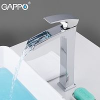 Смеситель высокий с каскадным изливом для раковины Gappo Jacob G1007-21 хром