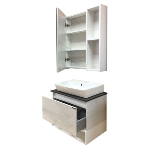 Тумба с умывальником Comforty Прага 60 75 90 120 дуб белый подвесная фото 9