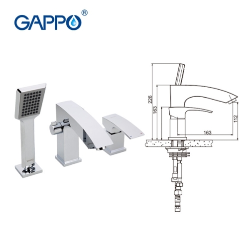 Смеситель врезной на борт ванны 3 отв. Gappo Jacob G1107 хром фото 4