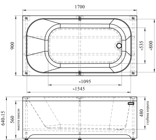 Ванна акриловая Radomir Прованс 170*90 + каркас фото 5