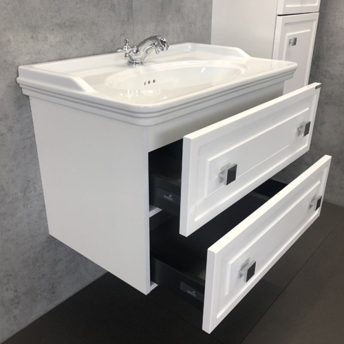 Тумба с умывальником Comforty Феррара 80 100 белый глянец подвесная фото 4