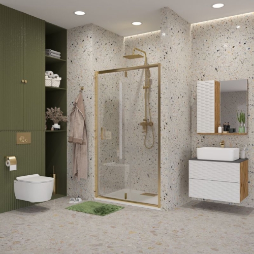 Душева дверь в нишу Niagara Nova NG-43 90 100 110 120 золото фото 2