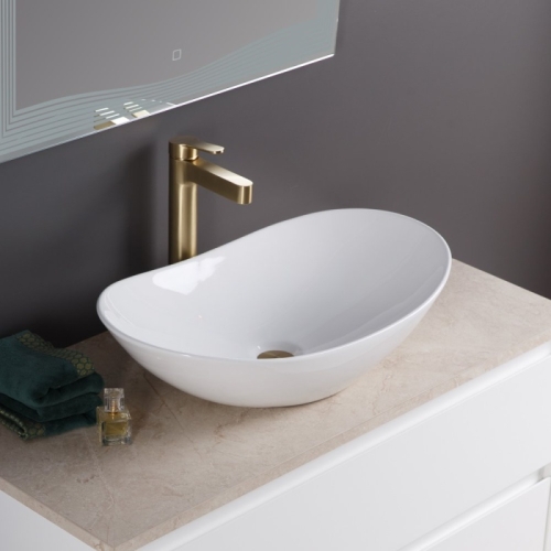 Раковина накладная Belbagno BB1404 605x360x155мм белый глянец