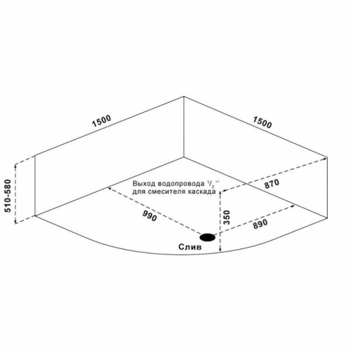 Ванна акриловая BAS Аура 150*150 с каркасом фото 4