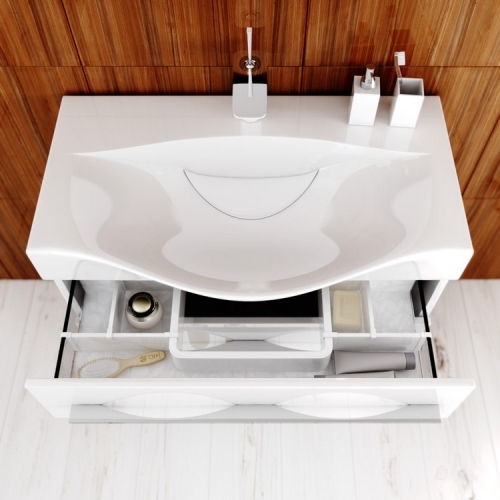 Тумба с умывальником Aqwella Milan 80, 100 напольная белая  фото 5