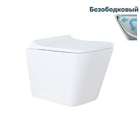 Унитаз подвесной безободковый Teramo AZ-0052 49*34*35 с сидением м/л белый