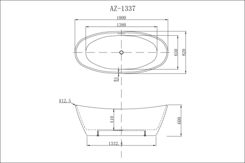 Ванна Azario Easton 180*82 см акрил черная снаружи фото 3