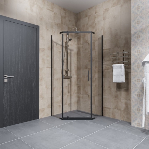 Душевое ограждение Triton Дека-Блэк 90*90, 100*100 стекло прозрачное фото 6