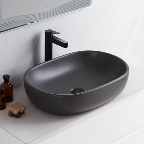 Раковина накладная Belbagno BB1084-H311 600x420x140 серый матовый