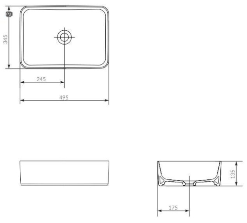 Раковина накладная Cersanit Crea 50*34,5 фото 4