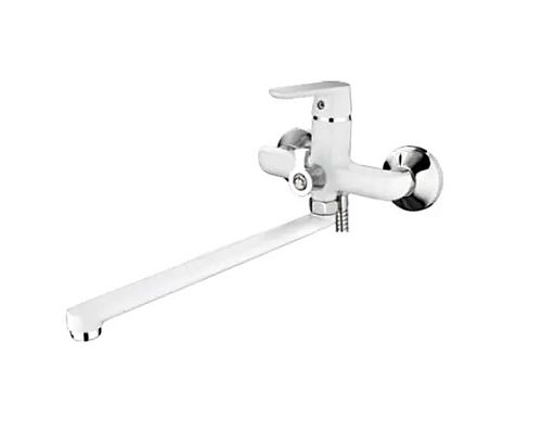 Смеситель с длинным изливом для ванны Ledeme L2277W белый (лейка и шланг в комплекте)