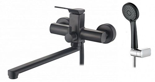 Смеситель для ванны Ledeme L2275B  с длинным изливом черный