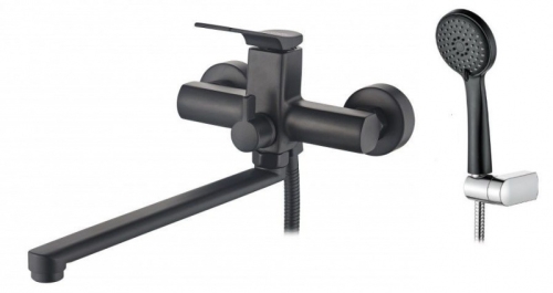 Смеситель для ванны Ledeme L2275B  с длинным изливом черный