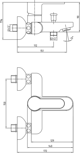 Смеситель для ванны E.C.A Nita 102102475EX хром фото 2