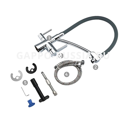 Смеситель для кухни G4398-17 хром-серый фото 4