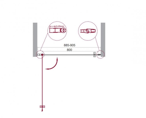 Душевая дверь Bel Bagno Etna-B-1 60, 70, 80, 90, 100 стекло прозрачное фото 5