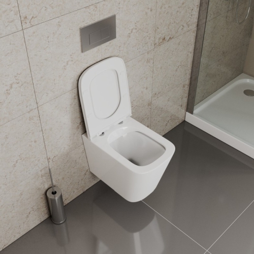 Унитаз подвесной безободковый D&K Quadro DT1516016 белый с сидением микролифт фото 6