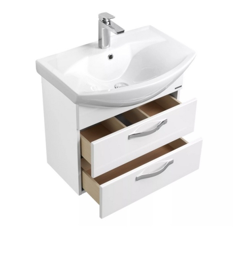 Тумба с умывальником Aquaton Ария М подвесная 2 ящика 50, 65, 80 Белая фото 3