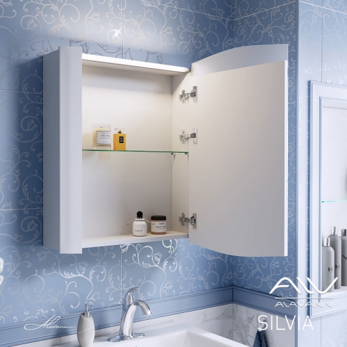 Зеркальный шкаф Alavann Silvia 60, 70 белый фото 3