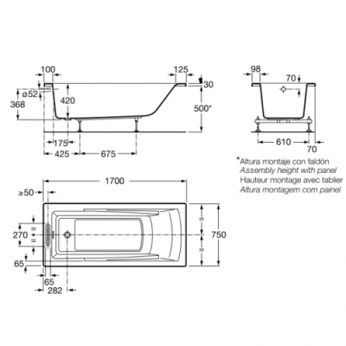 Ванна акриловая Roca Hall 170*75 фото 3