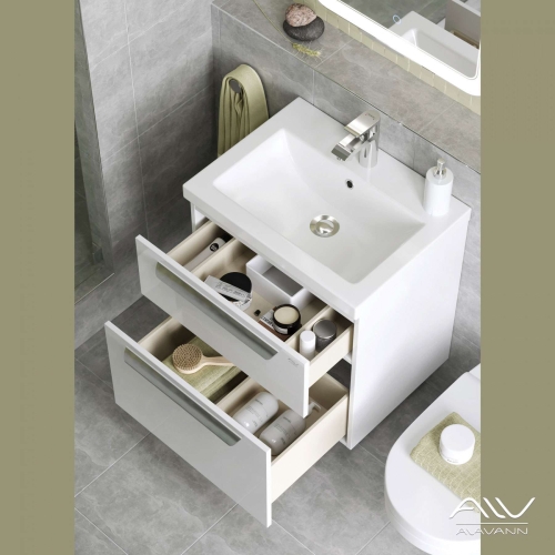 Тумба с раковиной Alavann Vanda Lux 60 подвесная белая фото 2