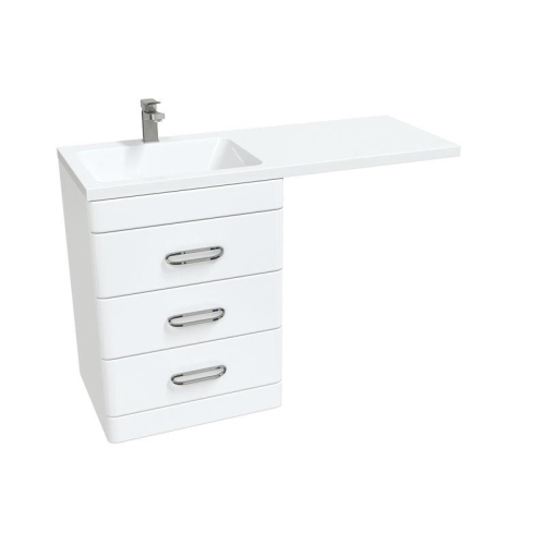 Тумба с раковиной над стиральной машиной Mirsant Fuji 120 напольная, белая