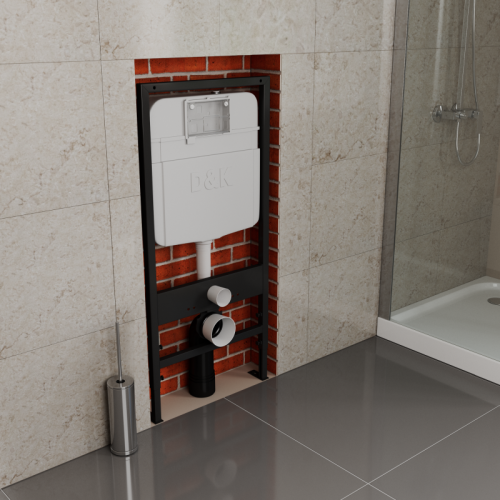 Инсталляция для унитаза D&K DI8055119 + клавиша Quadro хром, матовый хром, белый, черный фото 3