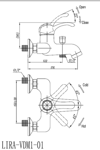 Смеситель для ванны CEZARES LIRA-C-VDM1-03 золото фото 2