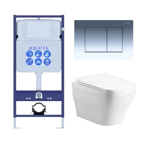 Инсталляция SET AQUATEK АМАДЕО 4в1  кнопка белая, хром, черная