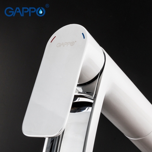 Смеситель с каскадным изливом высокий для раковины Gappo Noar G1048-31 белый/хром фото 5