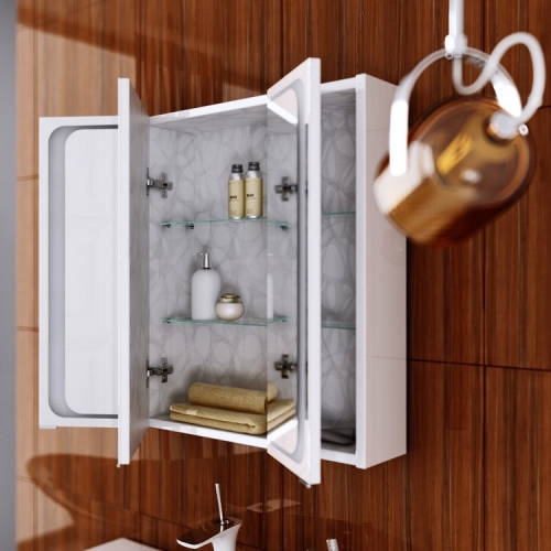 Зеркало-шкаф Aqwella Milan 80*70 100*70 c подсветкой фото 4