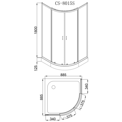 Душевое ограждение Loranto CS-8015GB 90*90 фото 3