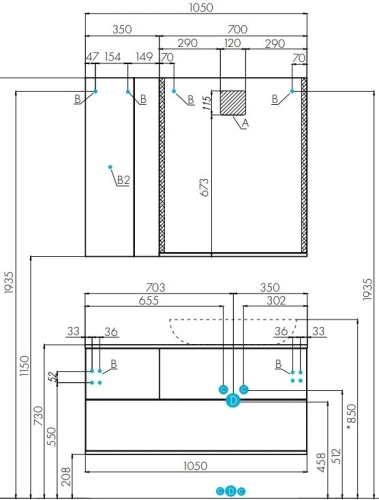 Тумба с раковиной Лола Акватон Терра 85, 105 Дуб Кантри/Антрацит фото 6