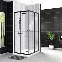 Душевой уголок Bel Bagno Uno-195-A-2 90*90, 100*100 прозрачное, Punto, профиль черный