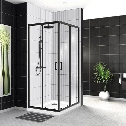 Душевой уголок Bel Bagno Uno-195-A-2 90*90, 100*100 прозрачное, Punto, профиль черный