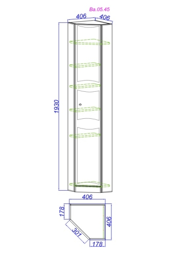 Пенал угловой Aqwella Барселона 47 напольный фото 2