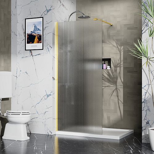 Душевая перегородка Azario Walk-in AZ-251-BGL-CRF 110*195 профиль золото брашированное