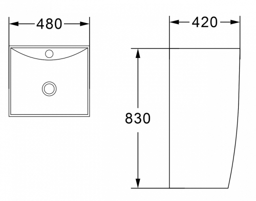 Раковина напольная Azario Comella AZ-314MB 48*42*83 фото 7