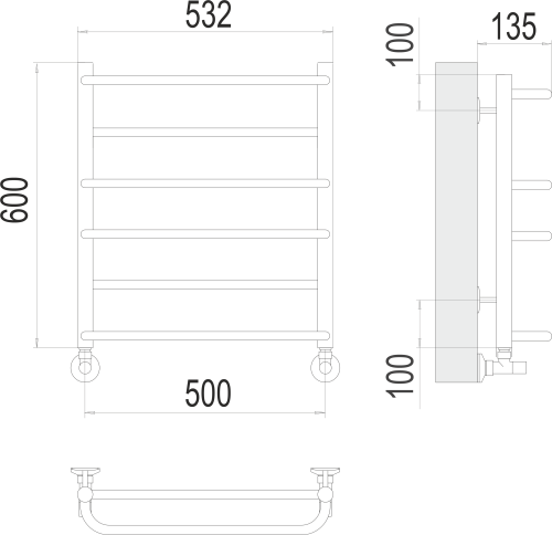 Полотенценцесушитель Terminus Евромикс 50*60, 50*80 водяной фото 3
