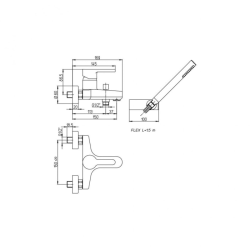 Смеситель для ванны Paini Arena FT с аксессуаром 92CR105FTKM фото 3