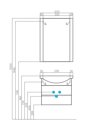 Тумба с умывальником Aquaton Ария М подвесная 2 ящика 50, 65, 80 Белая фото 4