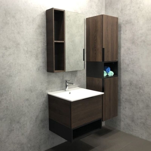 Тумба с умывальником Comforty Франкфурт 60 75 90 дуб шоколадно-коричневый подвесная фото 2