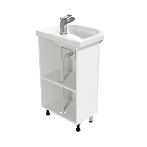Тумба с раковиной Mirsant Лайт 50, 55, 60 напольная, белая фото 3