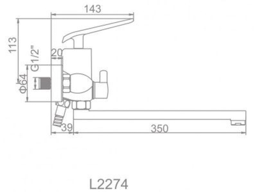 Смеситель для ванны с длинным изливом Ledeme L2274 хром фото 2