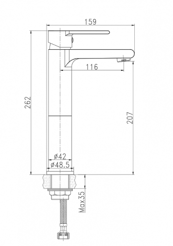 Смеситель для раковины высокий Cersanit Brasko Black 63111 черный матовый фото 6