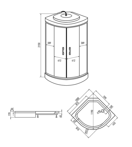 Душевая кабина ERLIT 100*100 ER3510P-C4-RUS тонированная, низкий поддон фото 4