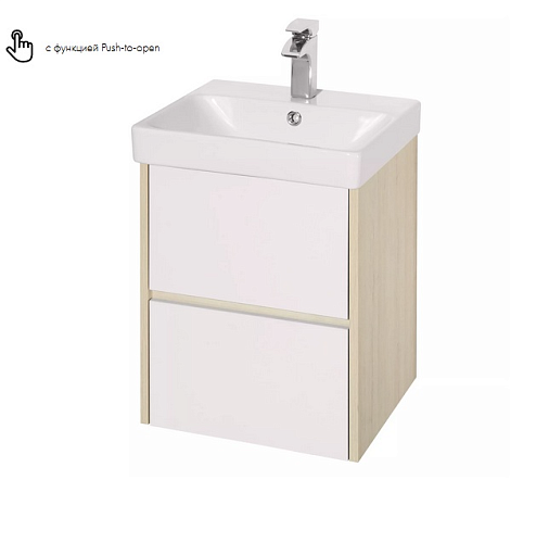 Тумба с раковиной Aquaton Сканди 45, 55, 70, 80, 90 Белый Глянцевый/Дуб Верона