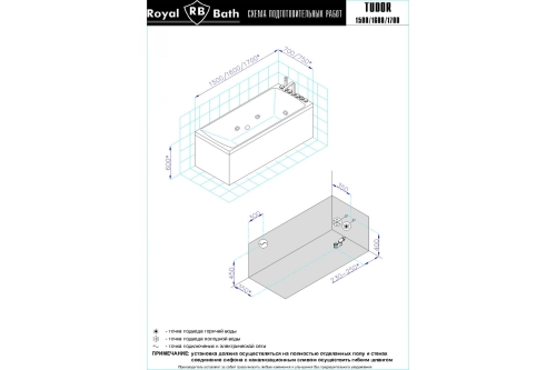 Ванна акриловая с гидромассажем Royal Bath Tudor Stardart 150*70, 160*70, 170*75 фото 3