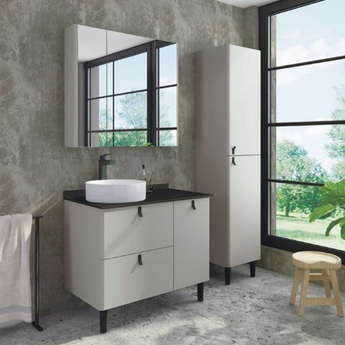 Тумба с умывальником Comforty Сорренто-90Н светло-серый напольная фото 2